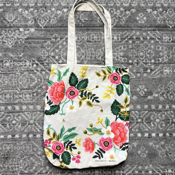 Rifle Paper Co X Birchbox Floral Canvas Tote Bag 14.5 x 17 x 3.5 in. - Picture 1 of 9